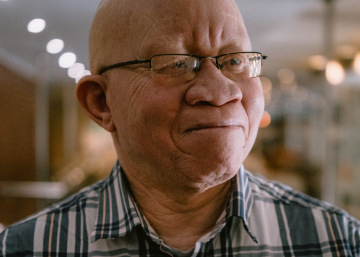 Portrait of Patrick Wadula, a leader in the National Albinism Task Force of South Africa.